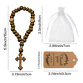 Brown Wooden Bead Rosary Bracelet With Cross Pendant view 2
