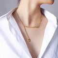 Heart Pendant Curb Necklace Korean Script Tag Tassel view 2