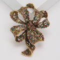 Crystal Ribbon Bow Brooch in Six Color Finishes Decorative Lapel Accessory view 3