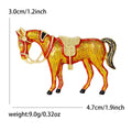 Orange Enamel Horse Brooch with Gold Tone Outline Clothing Pin view 6