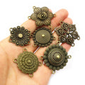 Antique Bronze Floral Multi-Loop Connectors in Twelve Designs view 3