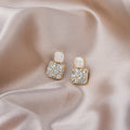 Purple Square Crystal Look Cluster Small Stud Earrings view 3