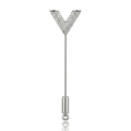 Crystal Letter Y Long Stick Pin in Gold or Silver Tone view 5