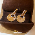 Gold-Tone Crystal Disc Hoop Earrings Decorative Jewelry Accessory view 3