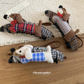 Fabric Dachshund Bow Twist Claw Hair Clip Plaid Style view 4