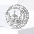 Crescent Mosque Crystal Brooch in Rose Gold or Silver Tone view 3