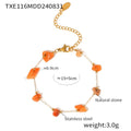 Gold Chain Orange Natural Stone Chip Necklace And Bracelet view 7