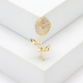 Long Stem Crystal Rose Brooch in Gold or Silver Tone view 6