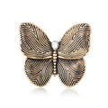 Textured Butterfly Brooch Silver or Gold Tone Clear Stone Pin view 5