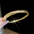Crystal Pave Hinged Bangle Bracelets in Gold and Silver Tone view 4