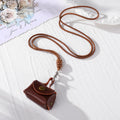 Mini Leather Snap Pouch Necklace Braided Cord 3 Colors view 3