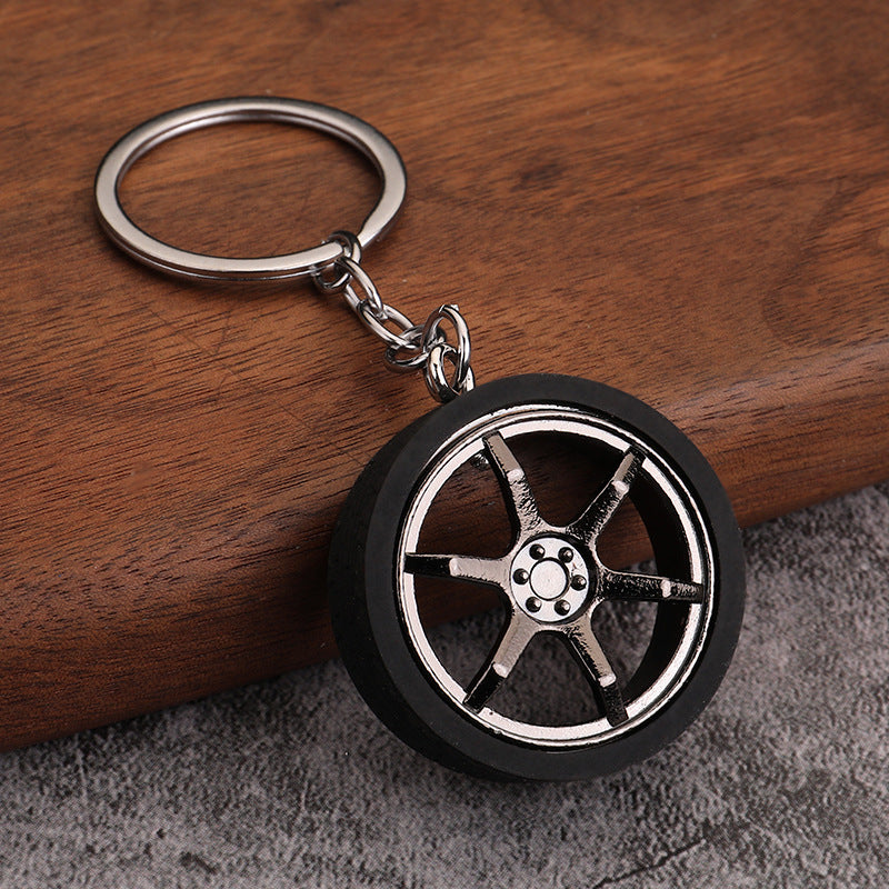 Brake Caliper and Wheel Rim Metal Keychain for Car Enthusiasts