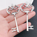 Antique Silver Zinc Alloy 3D Key Charm Pendant for DIY Bag Notebook Keychain Jewelry