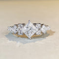 Silver Princess Cut Clear CZ Cluster Band Ring 6-10 view 1