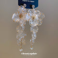 Clear Flower Cluster Drop Earrings With Crystal Accents view 6
