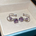 Silver Double Band Ear Cuff With Colored Square Crystals view 6