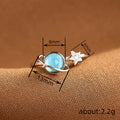 Silver Tone Blue Planet and Star Open Adjustable Ring view 4