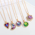 Gold Tone Iridescent Crystal Pendant Necklaces in Five Shapes view 1