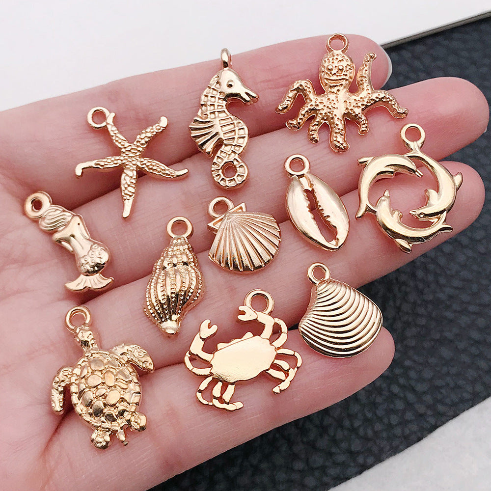 KC Gold Zinc Alloy Starfish Seahorse Ocean Charm Pendant for DIY Bracelet Necklace Making