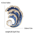 Crystal Wave Brooch in Navy or Turquoise Enamel With Pearl view 6