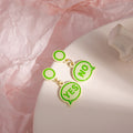 Green YES NO Speech Bubble Drop Stud Earrings Pair view 3