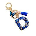 Blue Abalone Resin Letter Keychain With Butterfly Charm view 5