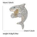 Crystal Boxing Shark Brooch in Navy or Silver Tone view 7