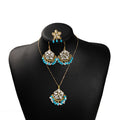 Gold Crystal Fan Jewelry Sets Bead Colors Necklace Earrings Ring view 7