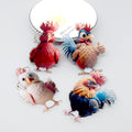 Christmas Rooster Printed Acrylic Ball Chain Hanging Charms view 2