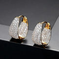 Gold Tone Pavé Triangle Huggie Hoop Earrings Clear CZ view 1