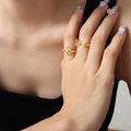 Gold Copper Fox Head Open Adjustable Ring US Size 6 view 4