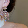 Iridescent Crystal Floral Chandelier Drop Earrings view 3