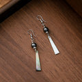 Black Bead and Iridescent Rectangle Two-Way Earrings view 3