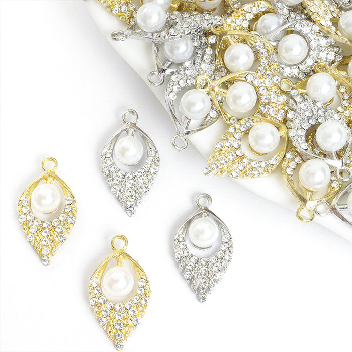 Pearl Crystal Teardrop Jewelry Components For DIY Earrings And Bracelets Charms