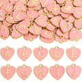 Pink Alphabet Heart Enamel Charms in Gold Tone, 26 Letters and Set view 4