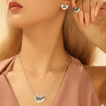Silver and Gold Love Heart Pendant Necklace Stud Earrings view 6