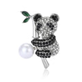 Pearl Panda With Bamboo Brooch With Faceted Crystals And Polished Metal Details view 5