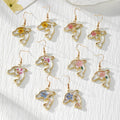 Gold Dolphin Dried Flower Resin Drop Earrings Five Styles view 1