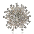 Silver Tone Starburst Brooch with Radiating Clear Crystals view 1