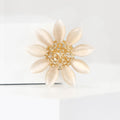 Cream Marquise Petal Flower Brooch in Gold or Silver Tone view 2
