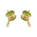 Gold Tone Green Apple Enamel Lattice Drop Stud Earrings view 5