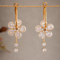 Crystal Five Petal Flower Drop Earrings in Three Metal Finishes view 3