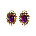 Purple Oval Cabochon Vintage Style Clip On Earrings view 5