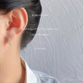 Gold Tone Clear Stone Bow Long Tassel Stud Earrings For Women view 3