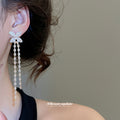 Silver Tone Butterfly and Crystal Strand Drop Earrings view 3