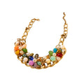 Gold Chain Flower Pearl Statement Necklace Two Colorways view 5