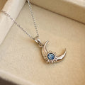 Crescent Moon And Sun Center Pendant Necklace In Four Styles view 6