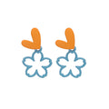 Heart Top Open Flower Asymmetric Stud Earrings in Two Colors view 5