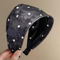 Flocked Velvet Polka Dot Wide Padded Headband 2 Colors view 7