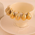 Teardrop Stud Earrings Crystal Side Line Ripple Smooth view 4